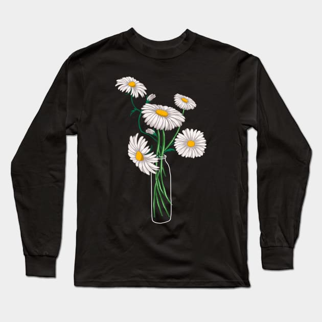 Daisies Chamomile Marguerites Bouquet Retro Daisy Flowers Long Sleeve T-Shirt by Ai Wanderer